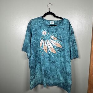 Cactus Bay Apparel Lynee 90’s Blue Dream Catcher Aztec Shoulder Pads Women's XL